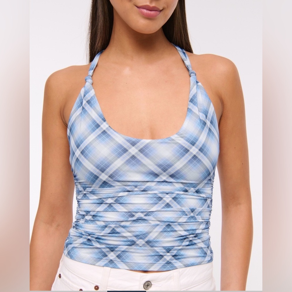 Abercrombie & Fitch Light Blue Plaid Top